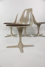 Set of 4 Maurice Burke Brown Tulip Chairs