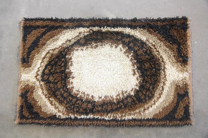 Abstract Danish Modern Shag Rug by Ege Rya, Neutral Colors