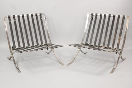 Pair of Barcelona Chair Frames, Mies van der Rohe