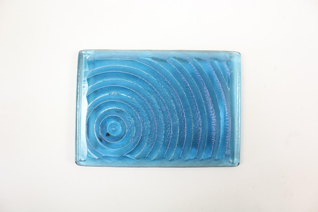 Modernist Ridged Glass Abstract Sculpture, Signed 1969 (1 of 8)