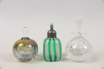 Group of 3 Glass Perfume Bottles, Robert Burch & Others