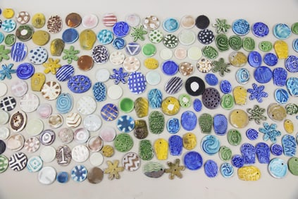 150 Piece Group of Tiny Glazed Ceramic Charms, Arnie Zimmerman