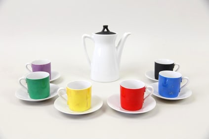 Set of 6 DAVAR Demitasse Ceramic Tea Set, Minimalist