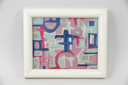 Colorful Abstract Painting in White Frame