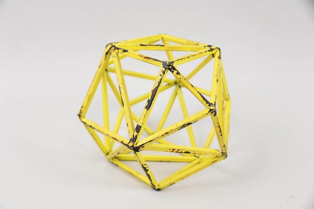 Yellow Geometric Metal Scientific Sculpture (1 of 6)