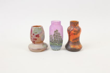 Collection of 3 Art Nouveau Legras Cameo Cut Glass Vases