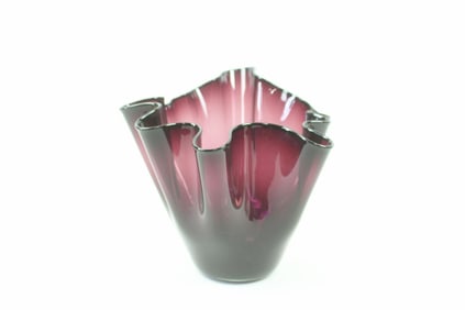 Amethyst Art Glass Sculptural Hankerchief Vase