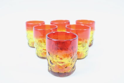 Set of 6 Amberina Bumpy Juice Glasses