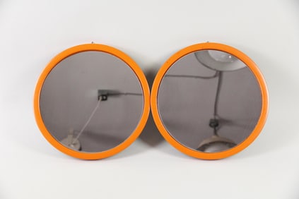 Pair of Pop Art Orange Metal Mirrors