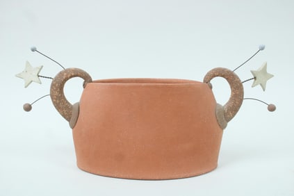 Memphis Style Studio Pottery Vessel with Stars, James Johnston