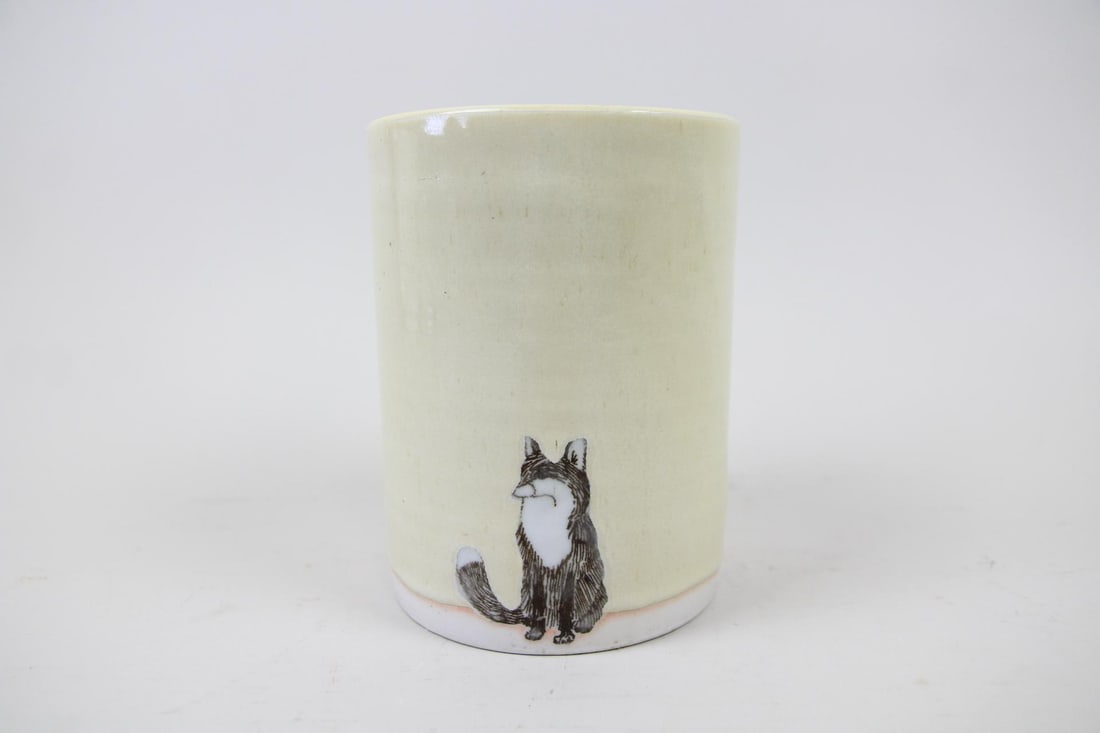 SKT Ceramics Porcelain Vase with Fox by Susannah Tisue (1 of 7)