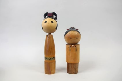 Pair of Wooden Kokeshi Dolls, Children's Toys