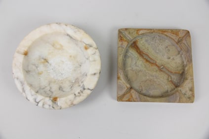 Lot of 2 Ashtrays, Marble & Onyx