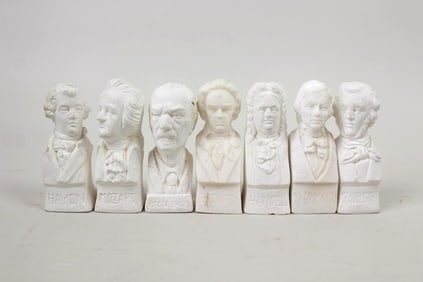 Lot of 7 'The Immortals' Herco Chalkware Busts of Classical Composers