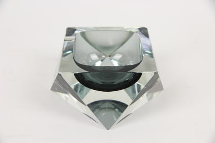 Murano Smoked Grey Sommerso Faceted Ashtray