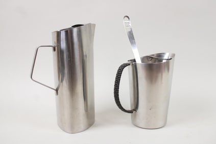 Two Scandinavian Modern Stainless Steel Barware Pitchers