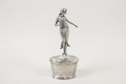 Art Nouveau Figural Woman Metal Dresser Box