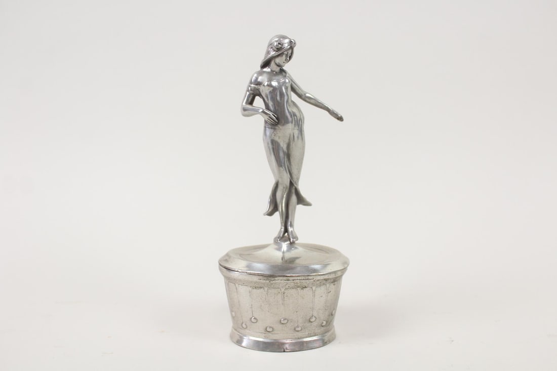 Art Nouveau Figural Woman Metal Dresser Box (1 of 10)