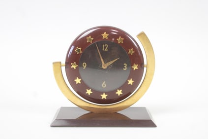 Art Deco Style Swivel Wind Up Table Clock