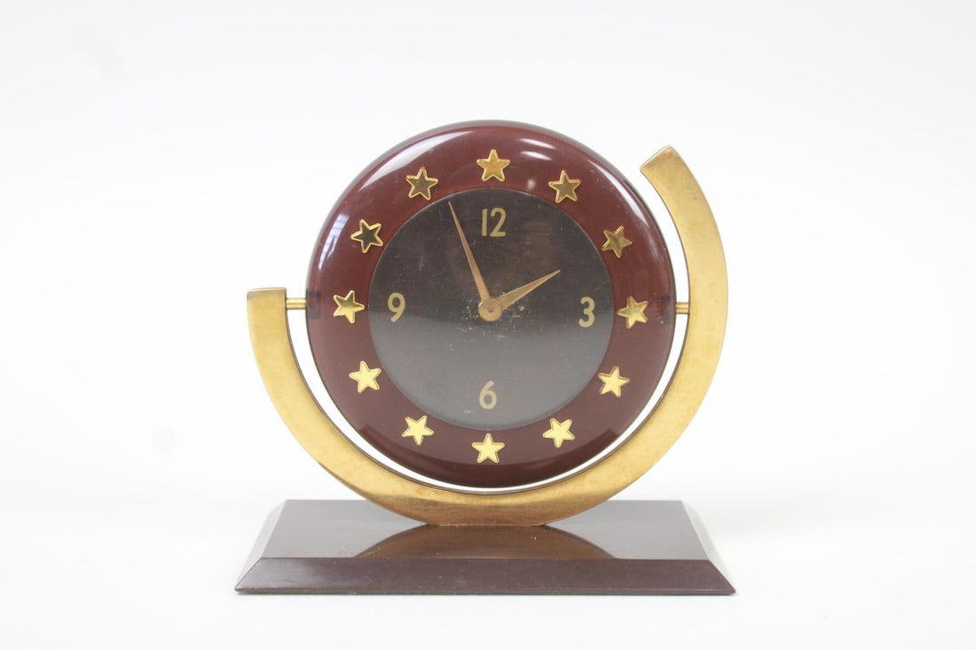 Art Deco Style Swivel Wind Up Table Clock (1 of 7)