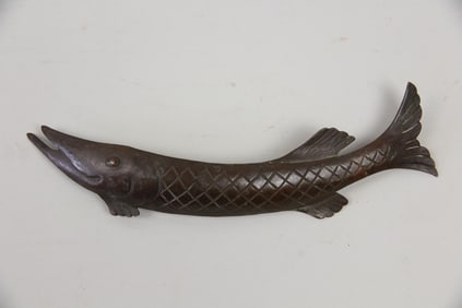 Japanese Bronze Fish Sculpture, Sturgeon
