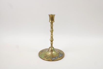 Single Brass Patinated Candle Stick