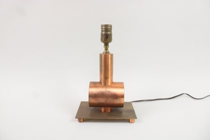 Industrial Brass & Copper Tube Table Lamp, Machine Age