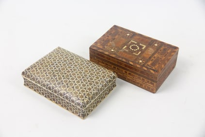 Pair of Islamic Boxes, Inlaid Wood & Micro Mosaic