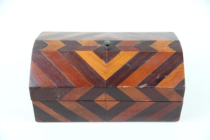 Geometric Zig Zag Inlaid Wooden Jewelry, Storage Box