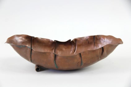 Craftsmen Studios Arts & Crafts Copper Sculptural Leaf Bowl