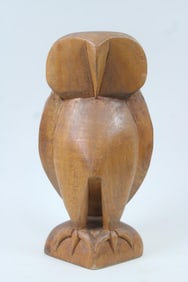 Mid-Century Modern Carved Wood Owl Sculpture
