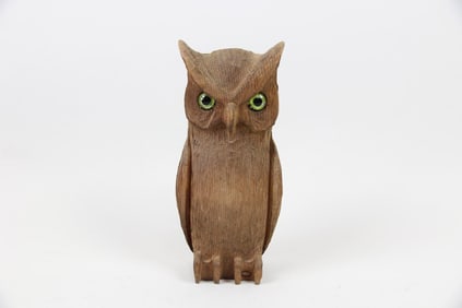 Carved Wood Folk Art Owl Sculpture, Lancaster, PA