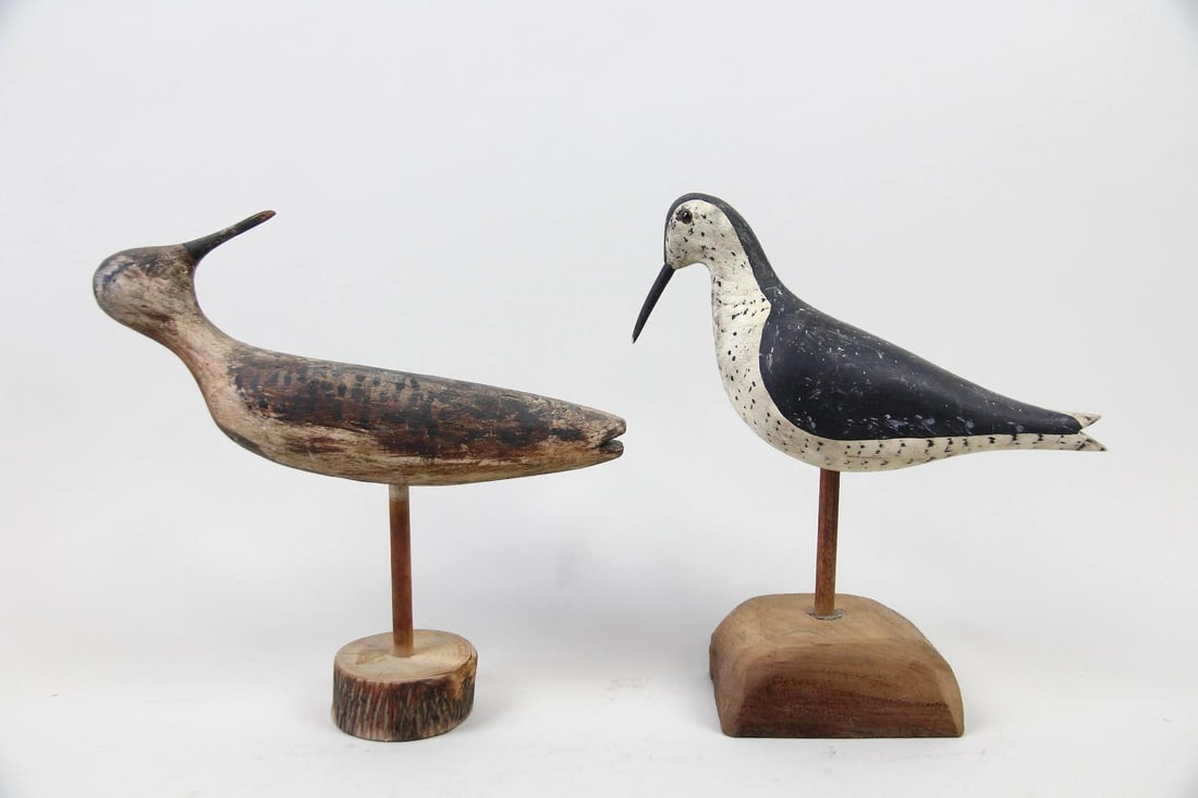 Pair of Wooden Folk Art Shorebird Decoys, Samuel Stevens (1 of 11)