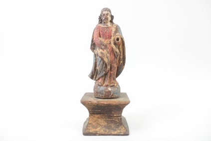 Folk Art Carved Wood Santos Figure