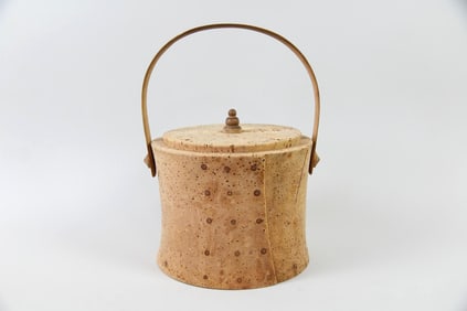 Cork Ice Bucket, Container with Wooden Handle