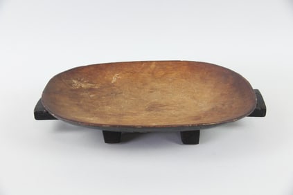 Zulu Carved Wood Double Handled Serving Platter Tray