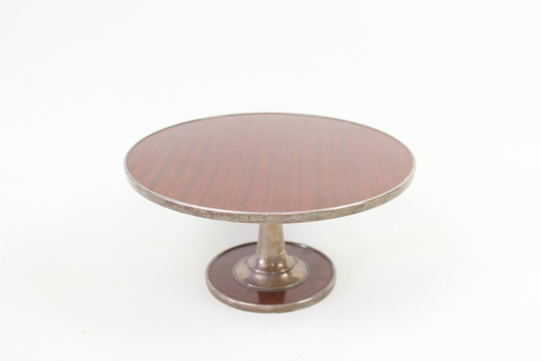 Mid-Century Modern Metal & Wood Pedestal Cake Stand (1 of 16)