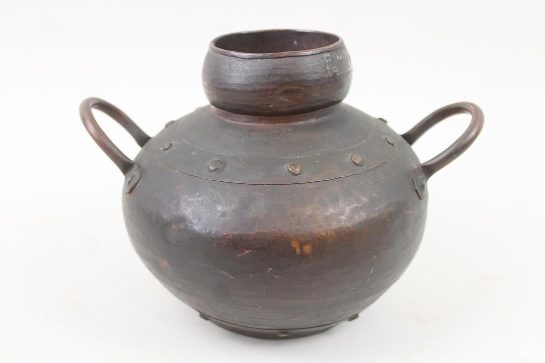 Antique Hammered Copper Vessel with Handles (1 of 10)
