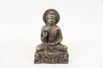 Seated Brass Abhaya Mudra Buddha Statue