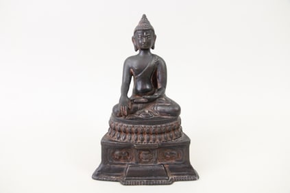 Metal Seated Bhumisparsha Mudra Buddha Statue