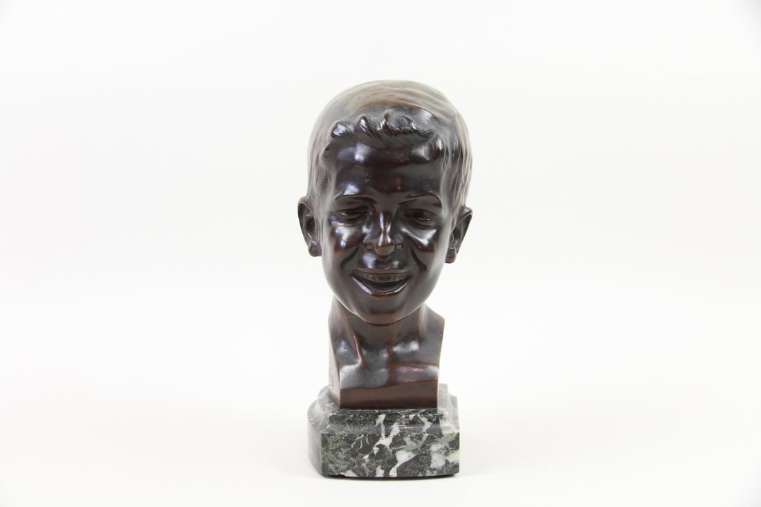 Italian Bronze Bust of a Young Boy, Signed (1 of 9)