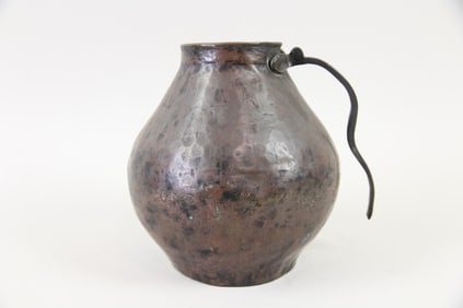 Hammered Copper Vessel, Jug with Wavy Handle
