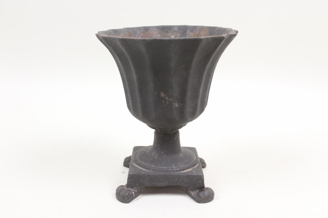 Cast Iron Miniature Urn Planter, Scalloped Edge (1 of 7)