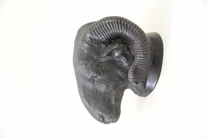Naturalistic Metal Wall Sculpture of a Ram's Head