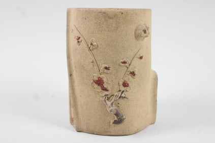 Tiny Japanese Studio Pottery Vase with Cherry Blossoms