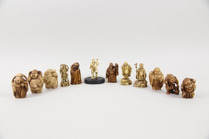 Group of 12 Japanese Netsuke Figures