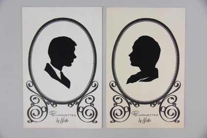 Pair of Cut Paper Silhouette Portraits