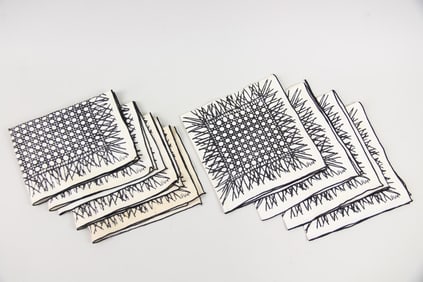 Group of 8 Vera Neumann Abstract B&W Linen Napkins