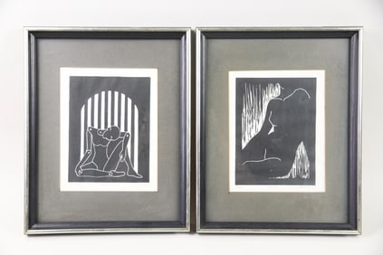 Pair of B&W Modernist Figural Prints, Andrea Finklestein
