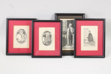 Lot of 4 Framed Portraits, Prints of Notable Scottish Male Figures by John Kay